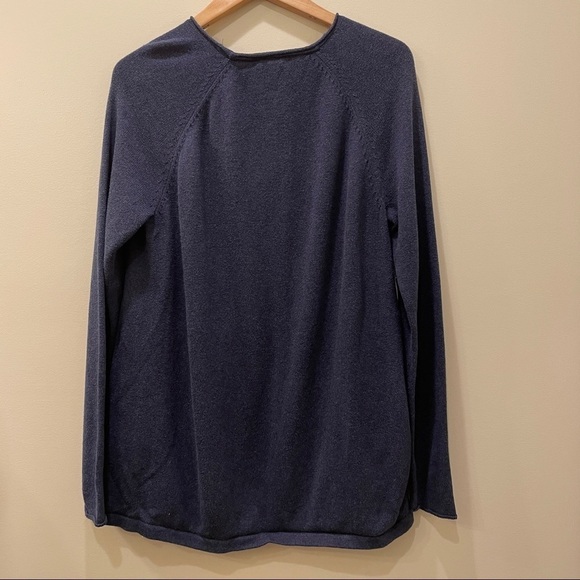 Pure J. Jill Blue Cotton Cashmere Blend Sweater With Pockets - Picture 3 of 6